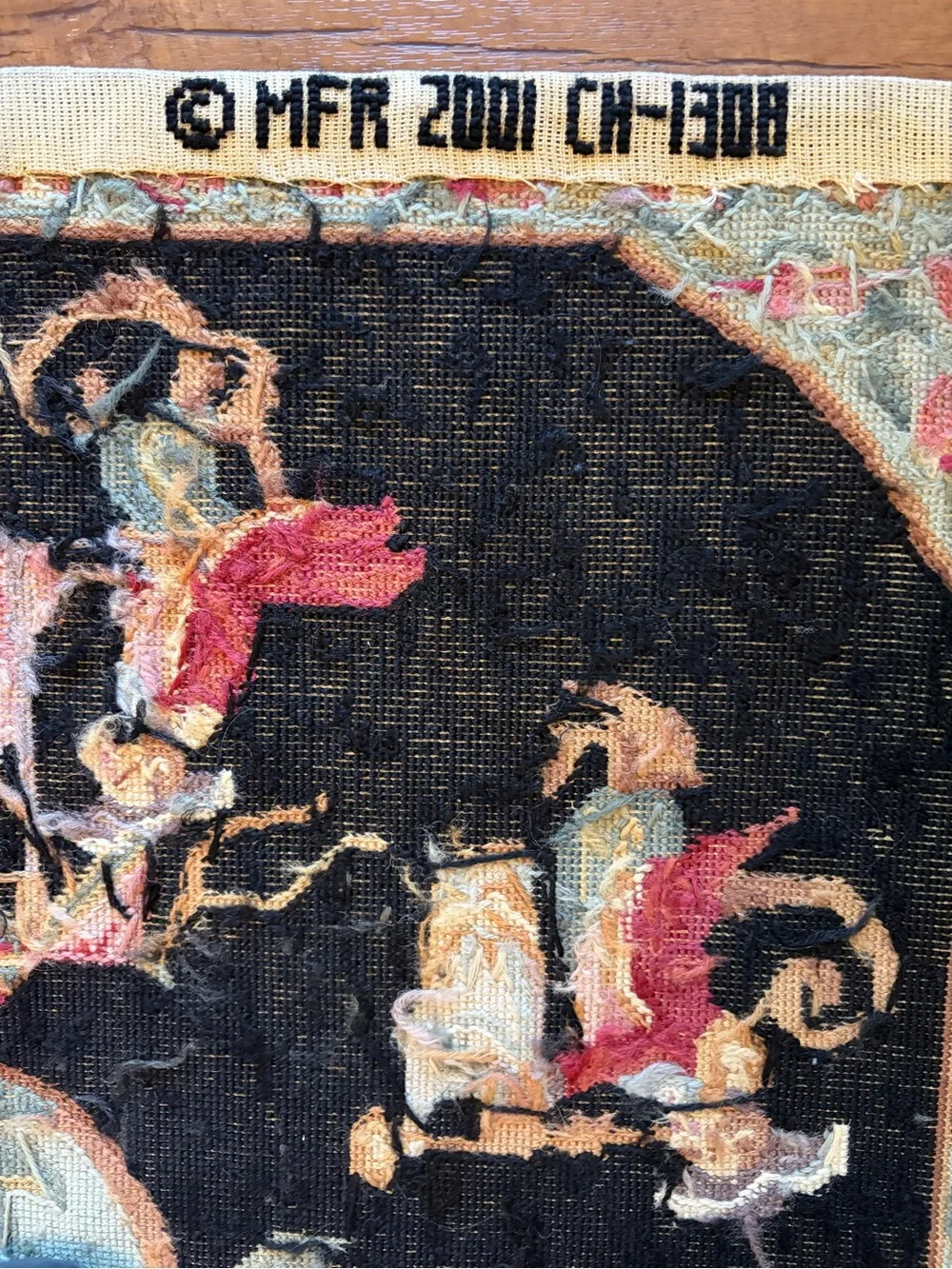 Aubusson Needlepoint Rug-Handmade 100% Wool 2001 China 48 inches X 29 Inches EUC